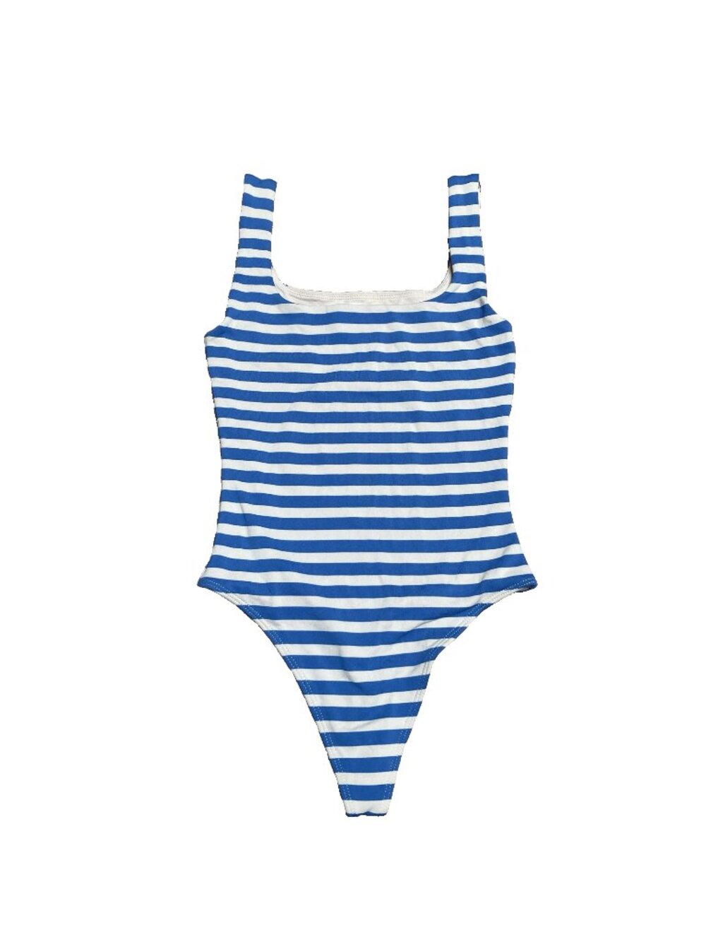 Babaton Bodysuit Women’s 2XS Square Neck, Blue & Cream Stripe Contour Tank
